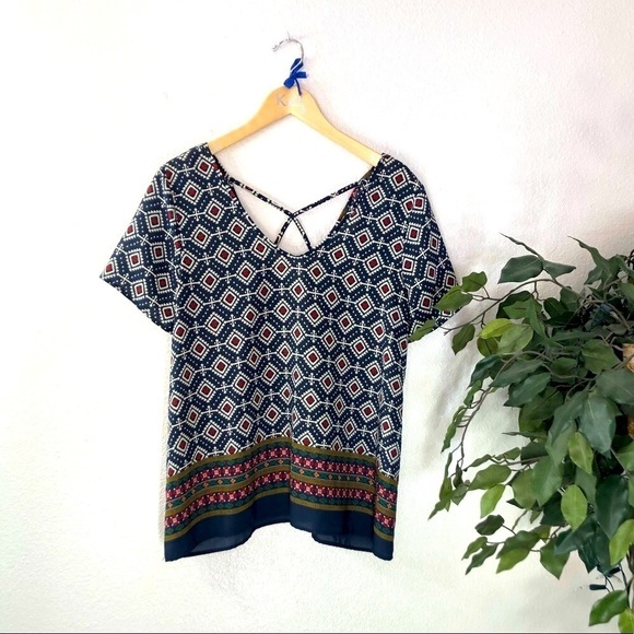 Sienna Sky Patterned Shirt W/ Strappy Back - Picture 1 of 6